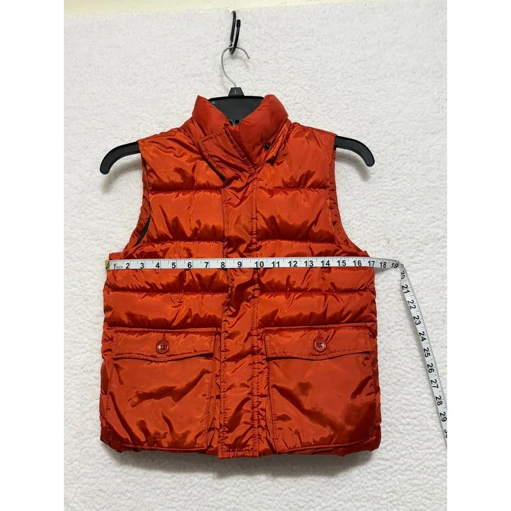 ZARA BOYS Orange Puffer Vest Quilted‎ Padded Hooded Zip Up Pockets Size M